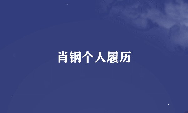 肖钢个人履历