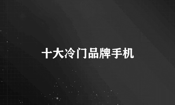 十大冷门品牌手机