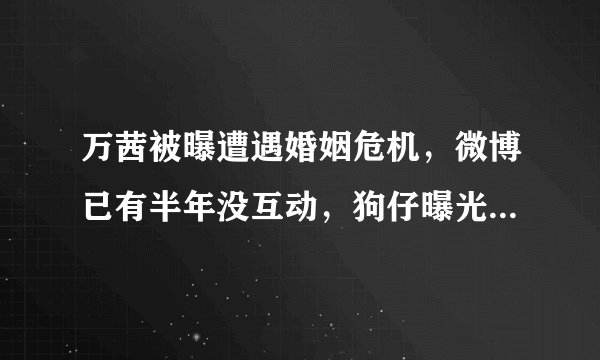 万茜被曝遭遇婚姻危机，微博已有半年没互动，狗仔曝光其老公出轨