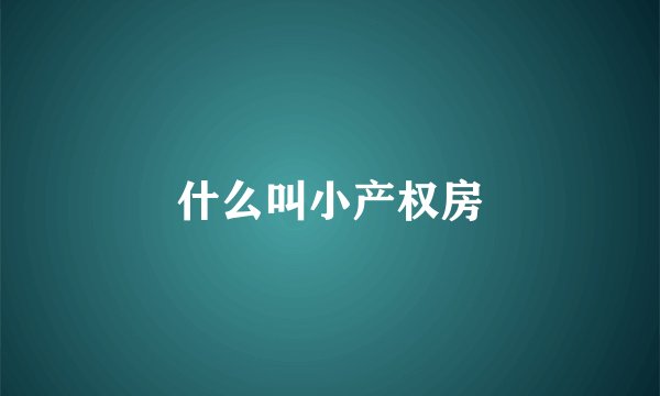 什么叫小产权房