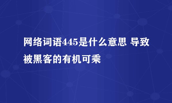 网络词语445是什么意思 导致被黑客的有机可乘