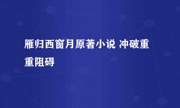 雁归西窗月原著小说 冲破重重阻碍