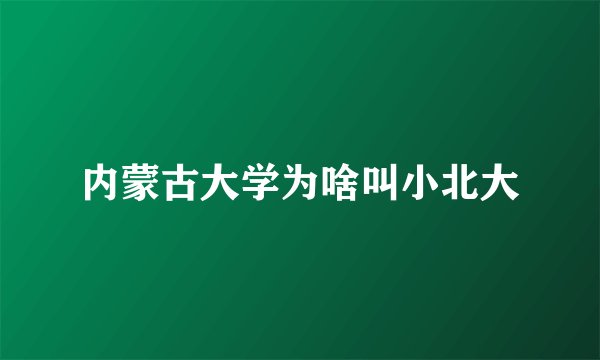 内蒙古大学为啥叫小北大