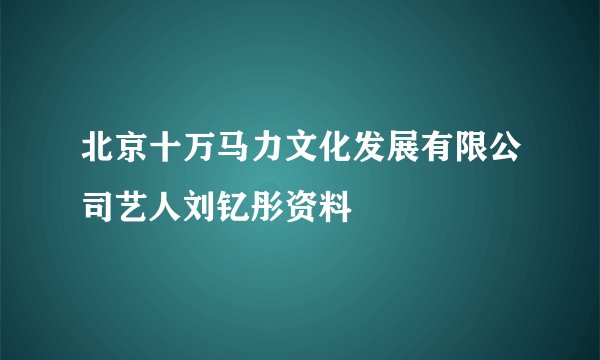 北京十万马力文化发展有限公司艺人刘钇彤资料