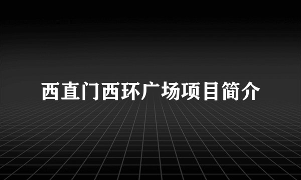 西直门西环广场项目简介
