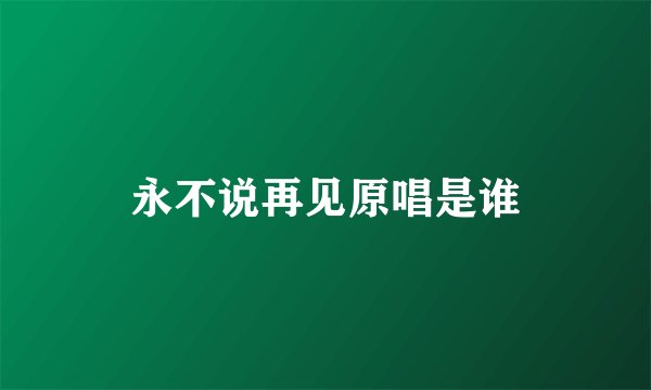 永不说再见原唱是谁