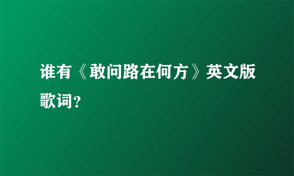 谁有《敢问路在何方》英文版歌词？