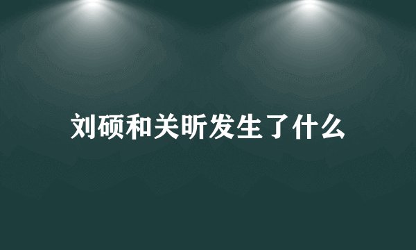 刘硕和关昕发生了什么
