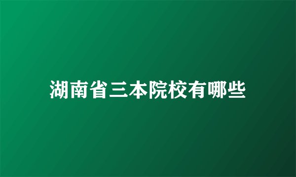 湖南省三本院校有哪些