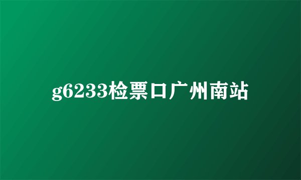g6233检票口广州南站