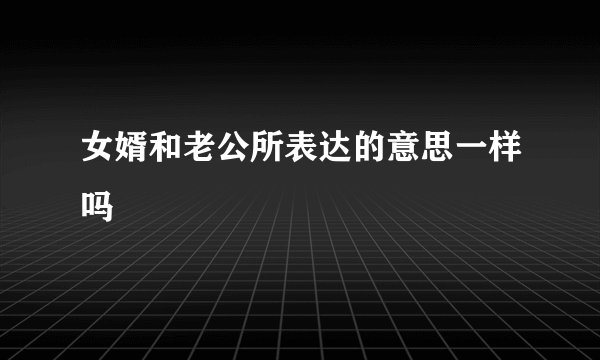 女婿和老公所表达的意思一样吗