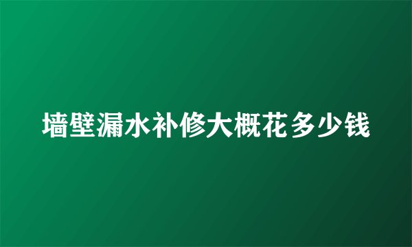 墙壁漏水补修大概花多少钱
