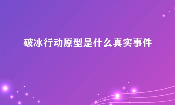 破冰行动原型是什么真实事件