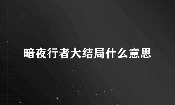 暗夜行者大结局什么意思