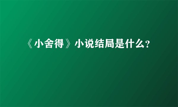 《小舍得》小说结局是什么？
