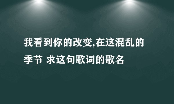 我看到你的改变,在这混乱的季节 求这句歌词的歌名
