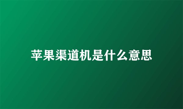 苹果渠道机是什么意思