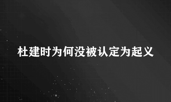 杜建时为何没被认定为起义