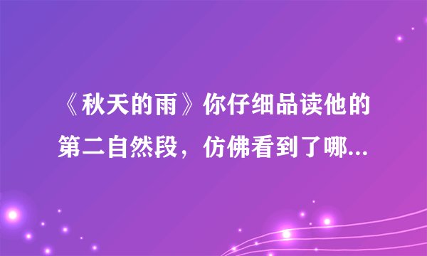 《秋天的雨》你仔细品读他的第二自然段，仿佛看到了哪些画面？
