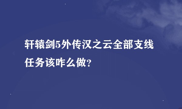 轩辕剑5外传汉之云全部支线任务该咋么做？