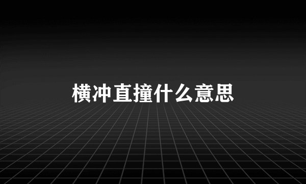 横冲直撞什么意思