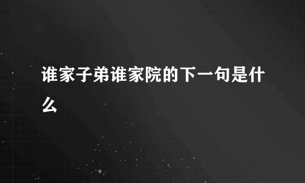 谁家子弟谁家院的下一句是什么