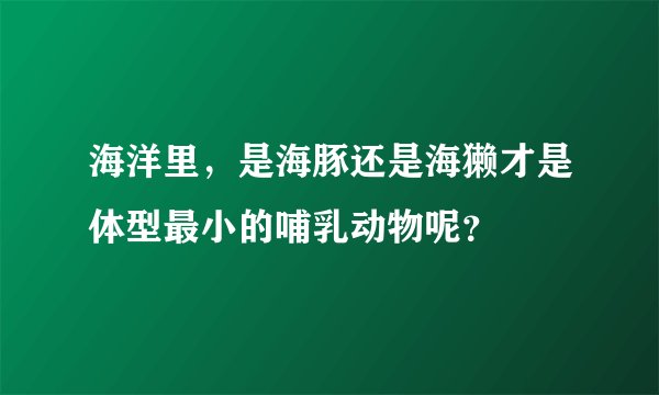 海洋里，是海豚还是海獭才是体型最小的哺乳动物呢？
