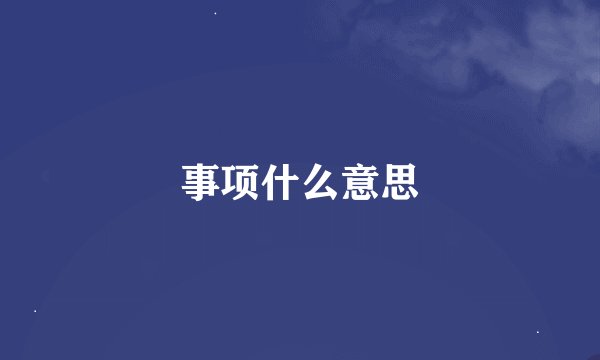 事项什么意思
