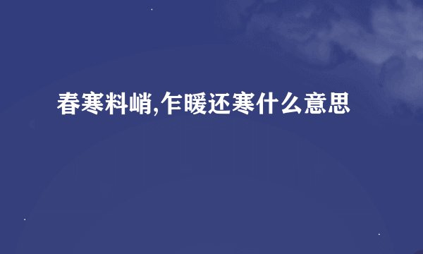 春寒料峭,乍暖还寒什么意思