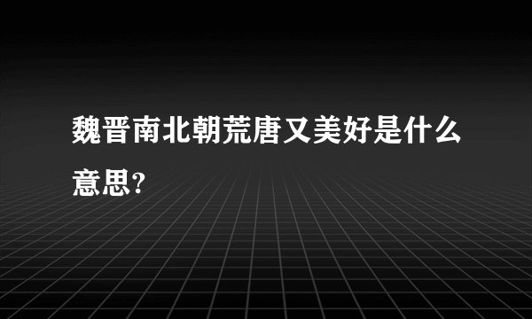 魏晋南北朝荒唐又美好是什么意思?