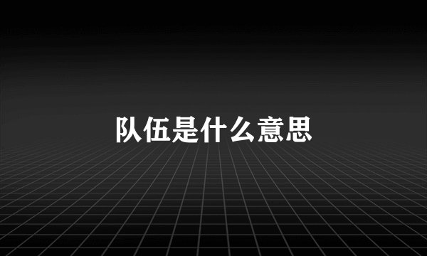 队伍是什么意思