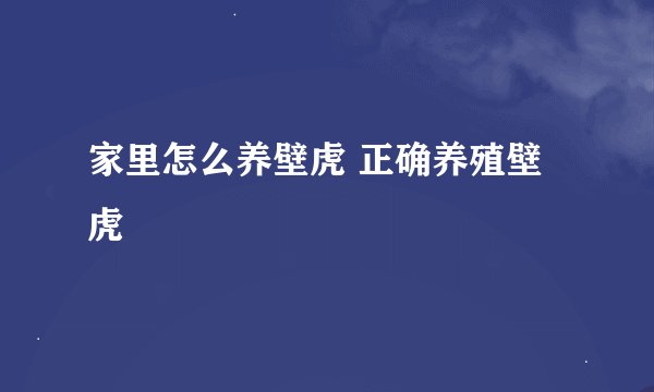 家里怎么养壁虎 正确养殖壁虎