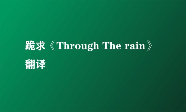 跪求《Through The rain》翻译