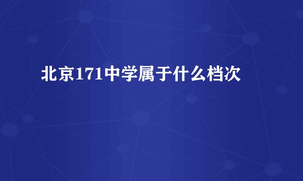北京171中学属于什么档次