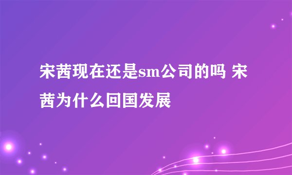 宋茜现在还是sm公司的吗 宋茜为什么回国发展