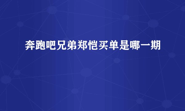 奔跑吧兄弟郑恺买单是哪一期