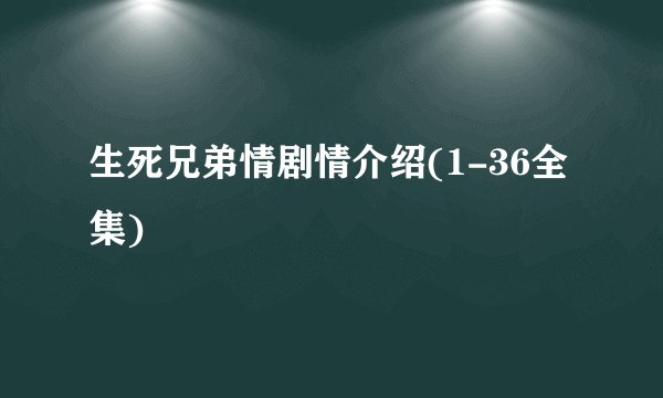 生死兄弟情剧情介绍(1-36全集)