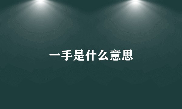 一手是什么意思