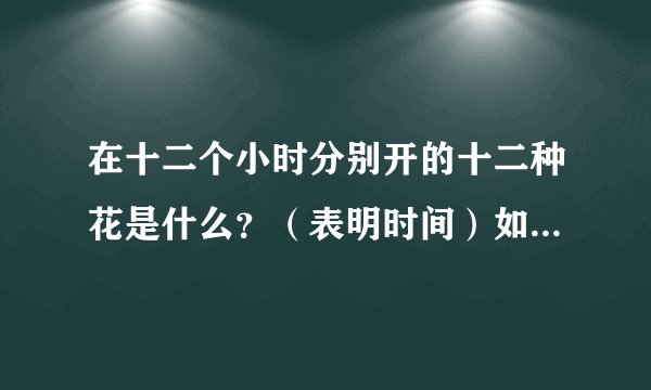 在十二个小时分别开的十二种花是什么？（表明时间）如：昙花「00:00」