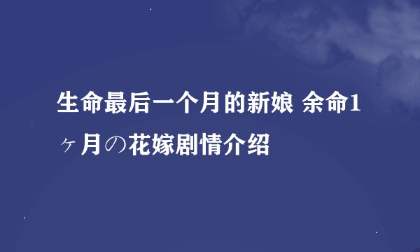 生命最后一个月的新娘 余命1ヶ月の花嫁剧情介绍