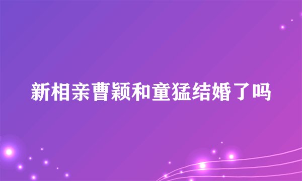 新相亲曹颖和童猛结婚了吗