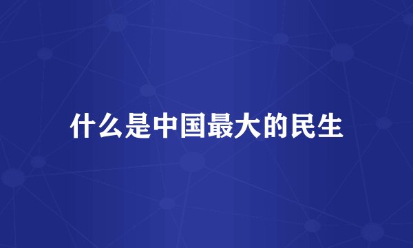 什么是中国最大的民生