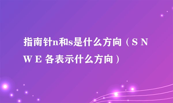 指南针n和s是什么方向（S N W E 各表示什么方向）