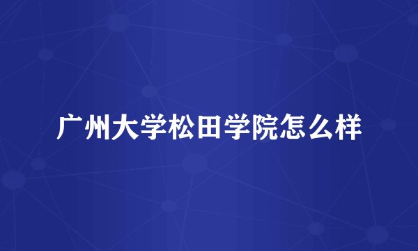 广州大学松田学院怎么样
