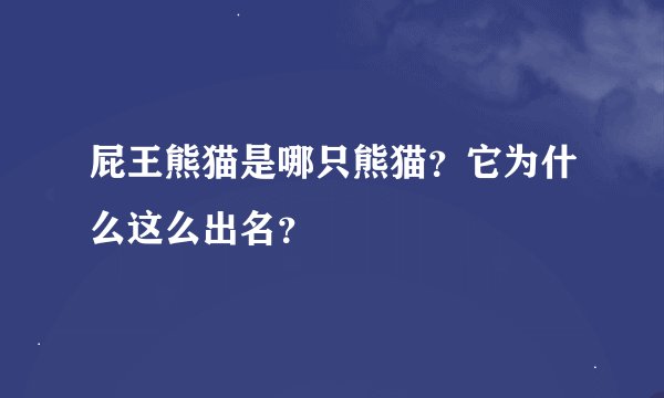 屁王熊猫是哪只熊猫？它为什么这么出名？