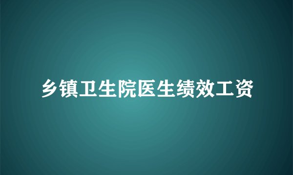 乡镇卫生院医生绩效工资