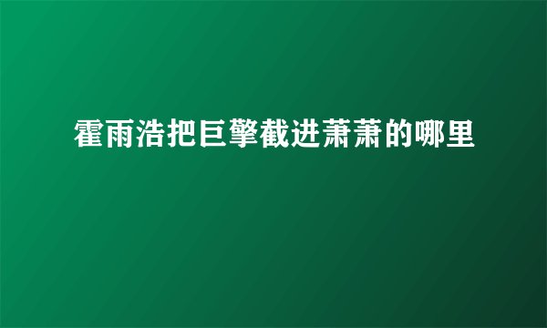 霍雨浩把巨擎截进萧萧的哪里