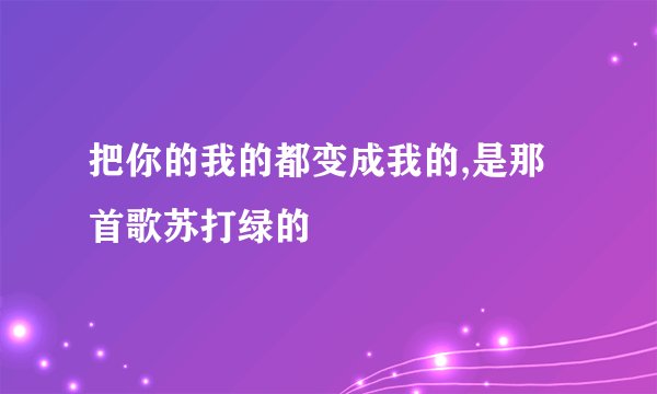 把你的我的都变成我的,是那首歌苏打绿的