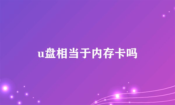 u盘相当于内存卡吗
