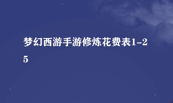 梦幻西游手游修炼花费表1-25